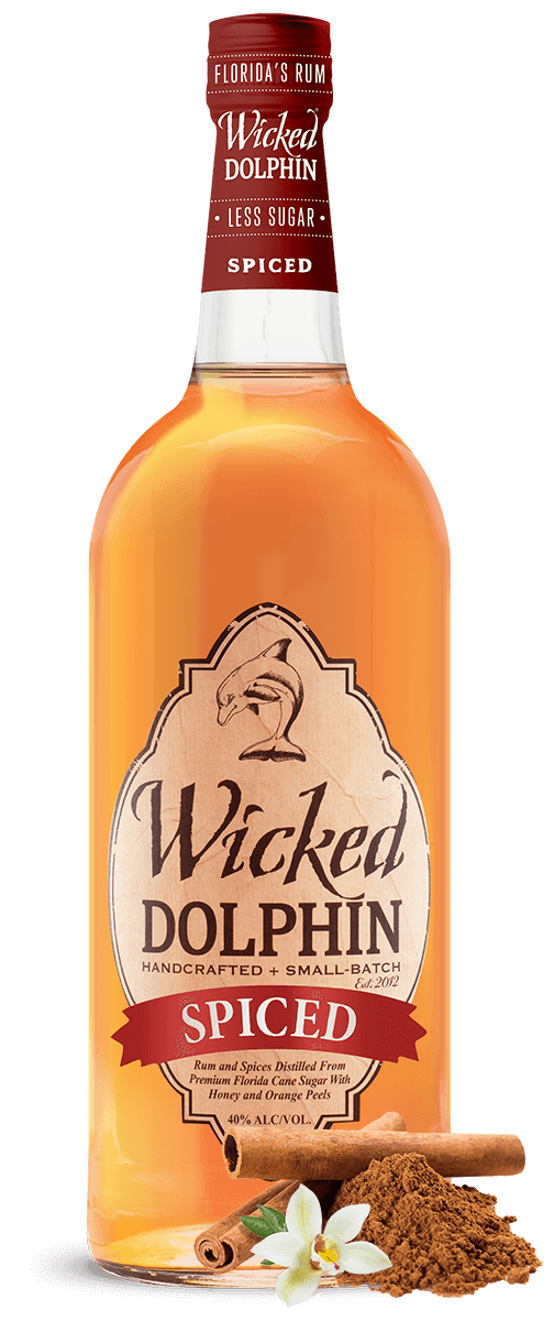 Wicked Dolphin Spiced Rum bottle, 750 ml award-winning Florida spiced rum