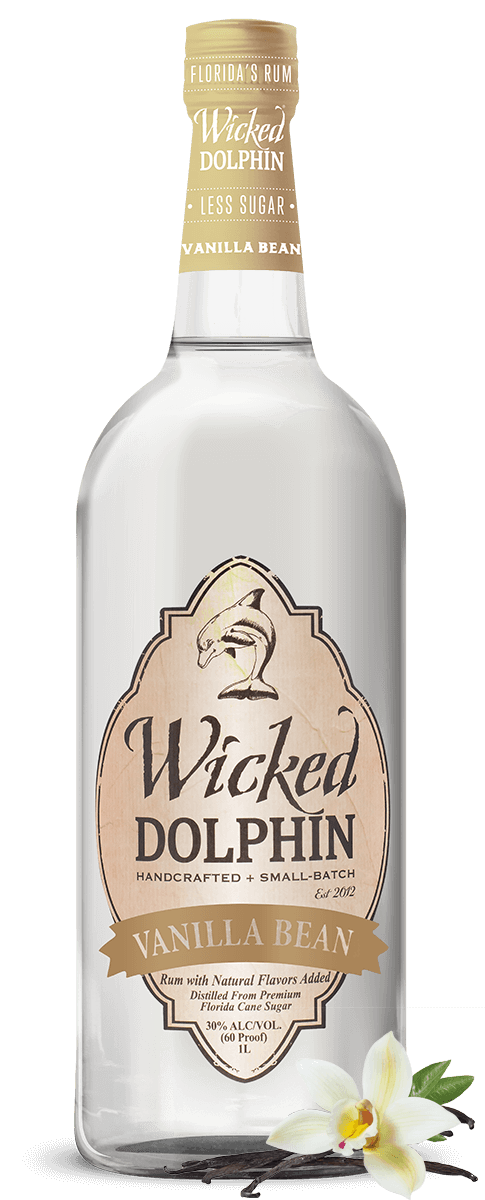 Wicked Dolphin Vanilla Bean Rum bottle, 750 ml Madagascar vanilla rum